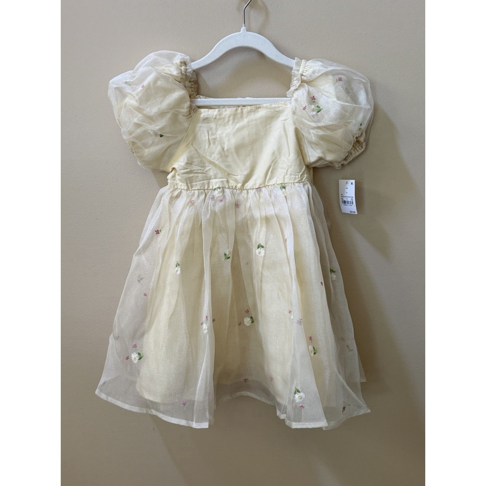 Audrey Camille Yellow Toddler Girls Tutu Dress Puff Sleeves Size 5T NWT